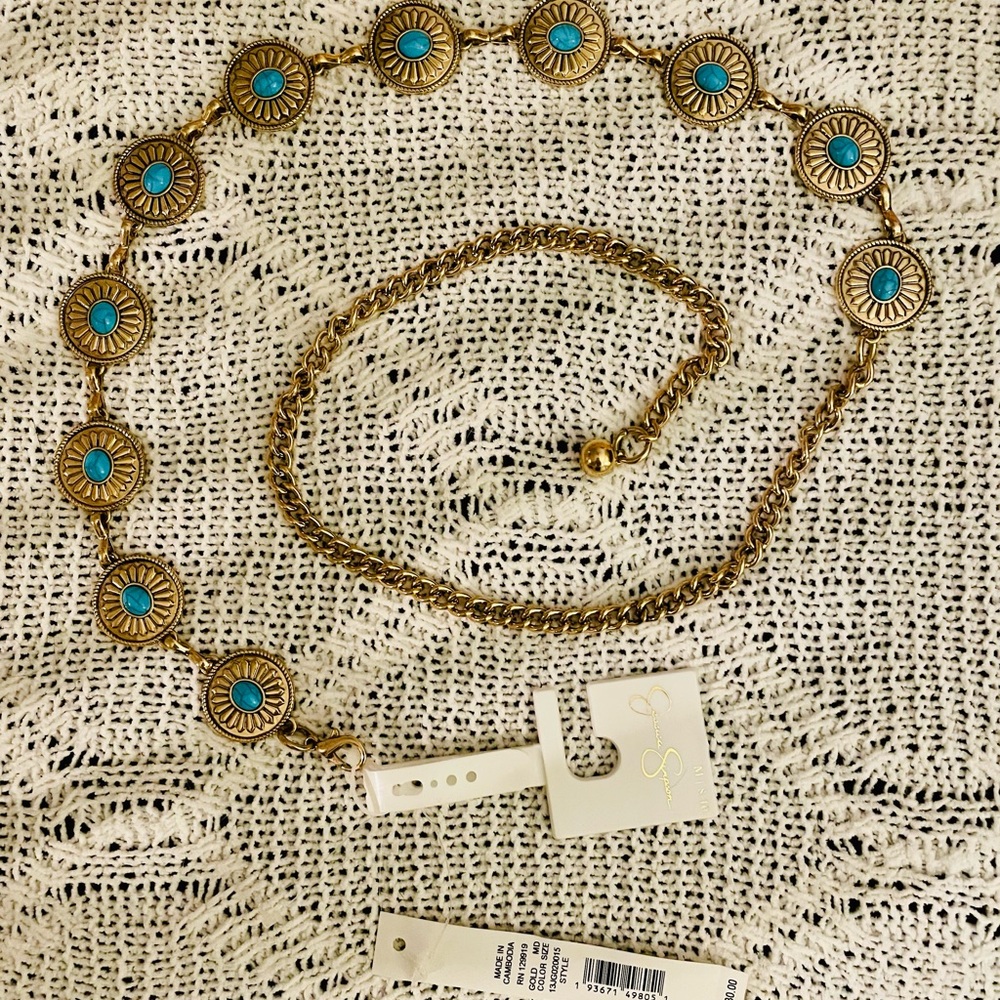 NWT Jessica Simpson Gold/Brass Chain Belt Size Medium